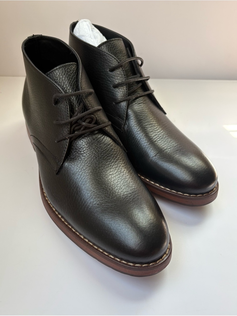 Mens Black Leather Chukka Boots - Joseph Abboud Sz 9.5 New